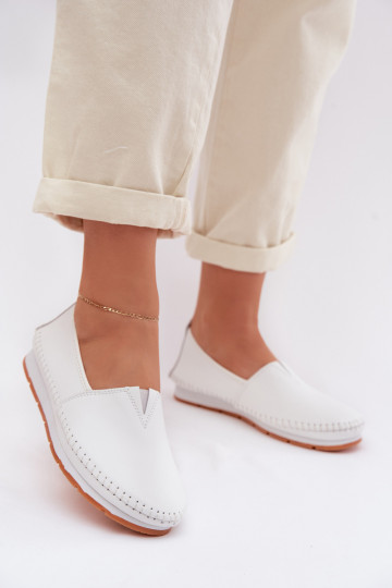 Leather Women's Loafers LR61-7051 White 2