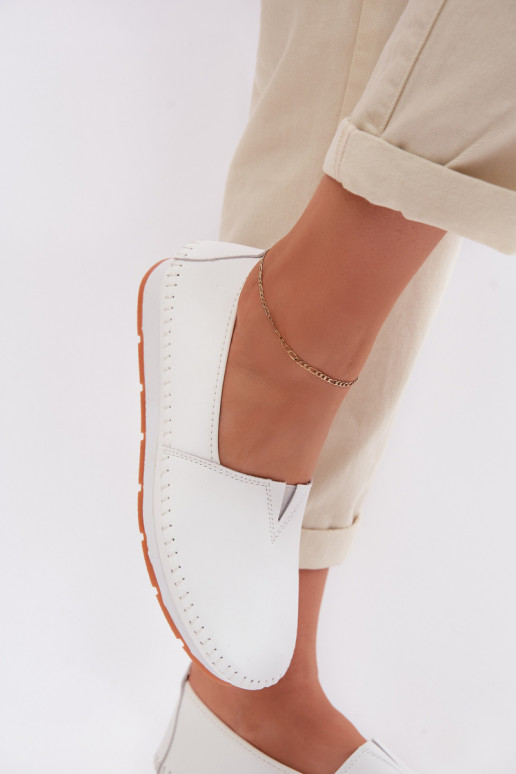 Leather Women's Loafers LR61-7051 White