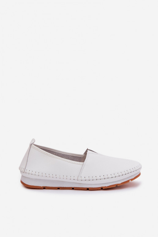 Leather Women's Loafers LR61-7051 White