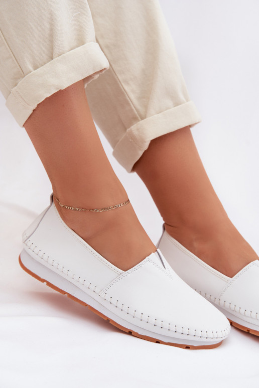 Leather Women's Loafers LR61-7051 White