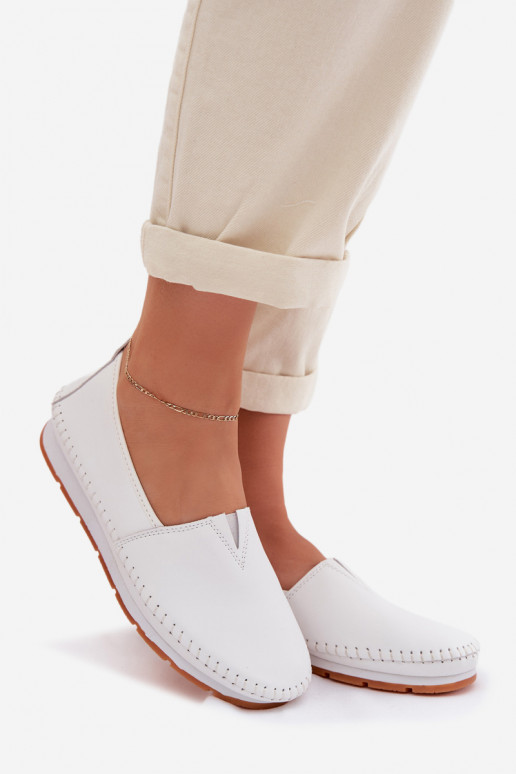 Leather Women's Loafers LR61-7051 White