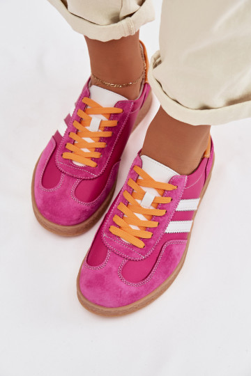 Skórzane Sneakersy Damskie S.Barski LR61-7059 Fuksja