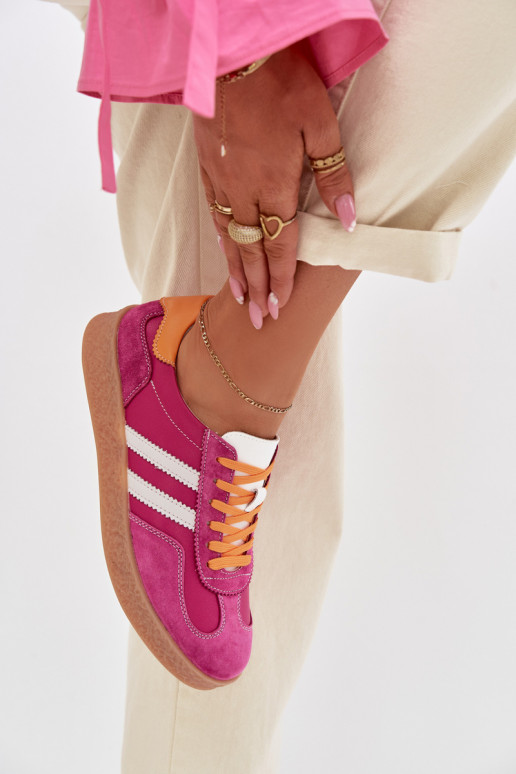 Leather Women's Sneakers LR61-7059 Fuchsia