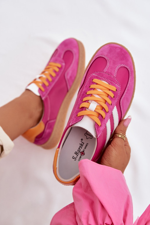 Leather Women's Sneakers LR61-7059 Fuchsia