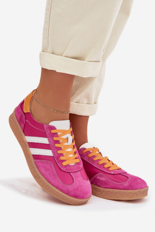 Leather Women's Sneakers LR61-7059 Fuchsia