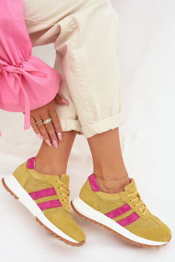 Women's Sneakers Made of Genuine Suede Yellow Marceline