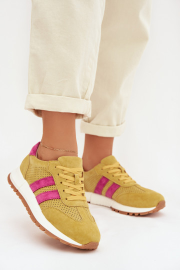 Women's Sneakers Made of Genuine Suede Yellow Marceline 2