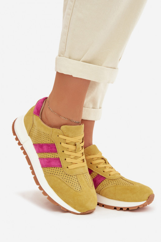 Women's Sneakers Made of Genuine Suede Yellow Marceline