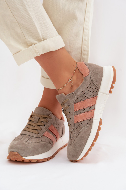 Sneakersy DamskiewithNaturalnego Zamszu Ciemnozielone Marceline