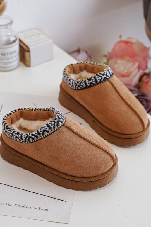 Children's Slippers Slipped Insulated Camel Olivane