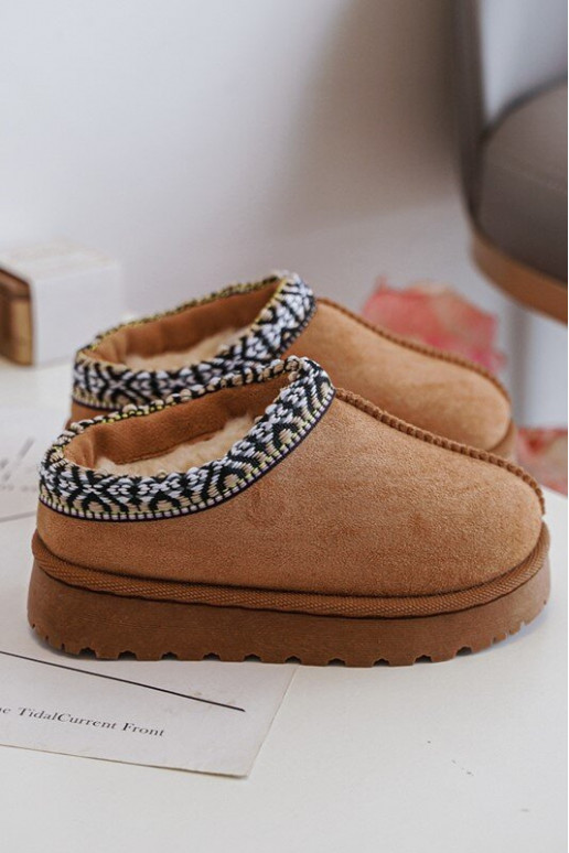 Children's Slippers Slipped Insulated Camel Olivane