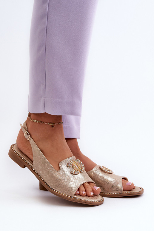 Women's Sandals With Decoration S.Barski KV-2775-49 Rose Gold