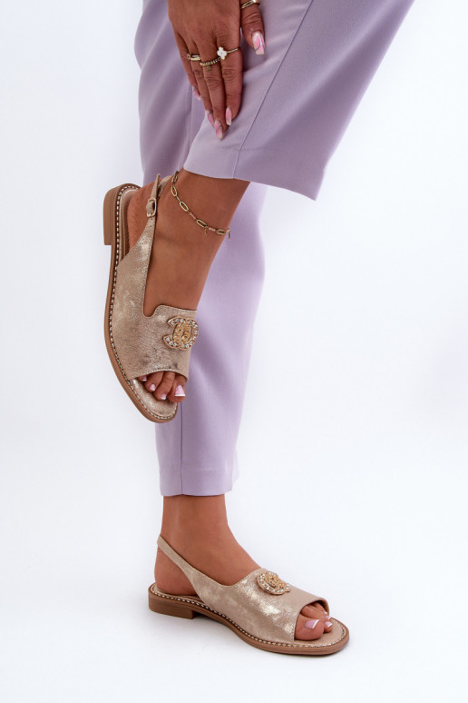 Damskie SandaływithOzdobą S.Barski KV27-049 Złote