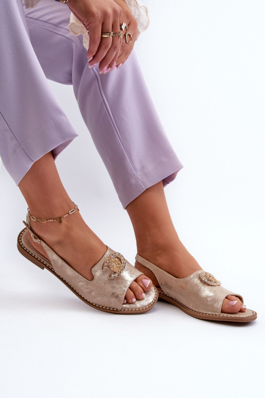 Women's Sandals With Decoration S.Barski KV-2775-49 Rose Gold