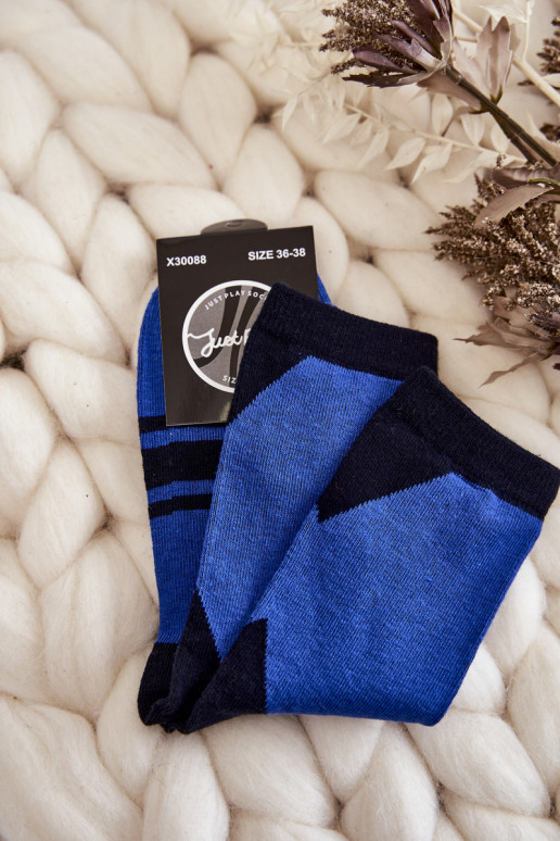 Women's Two-Color Socks With Stripes Blue-Black