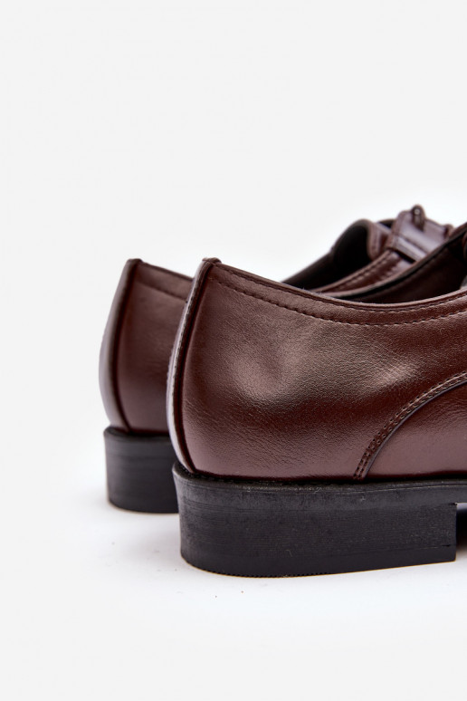 Męskie Skórzane Półbuty Ciemnobrązowe Harene