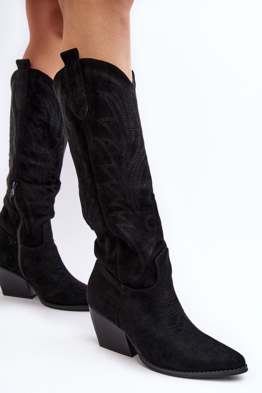 Women's Cowboy Boots On Heel Black Sloana