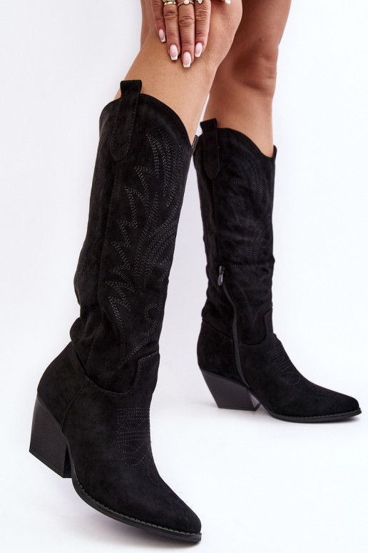 Women's Cowboy Boots On Heel Black Sloana