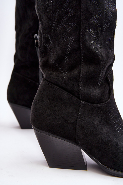 Women's Cowboy Boots On Heel Black Sloana