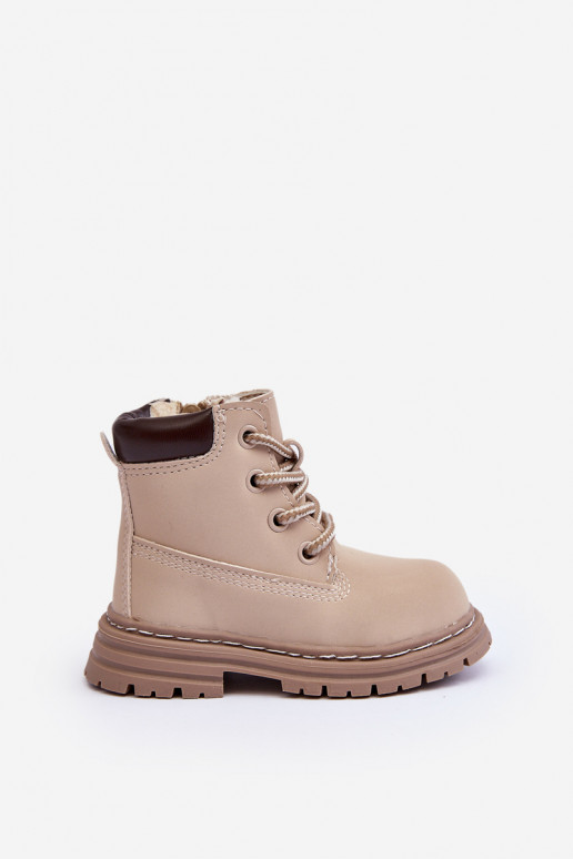 Children's Trapper Boots with Zip Beige Bansi