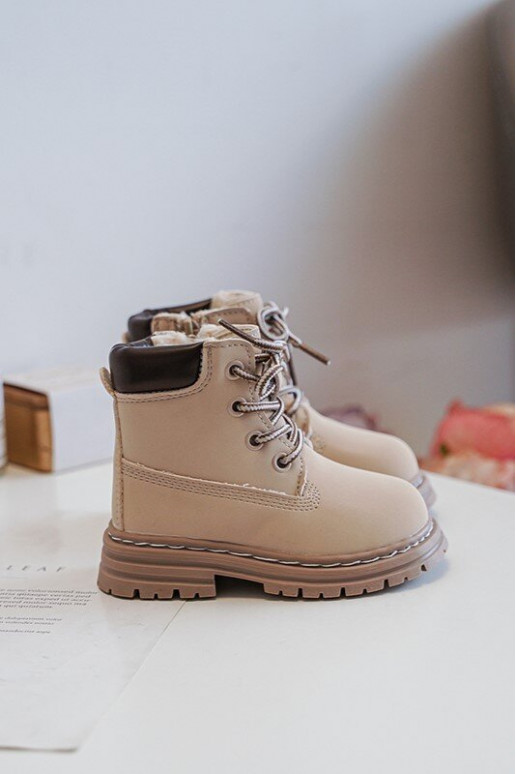 Children's Trapper Boots with Zip Beige Bansi
