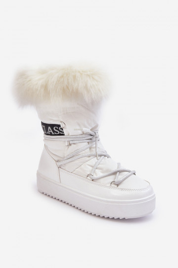 Women's Laced Snow Boots White Santero 2