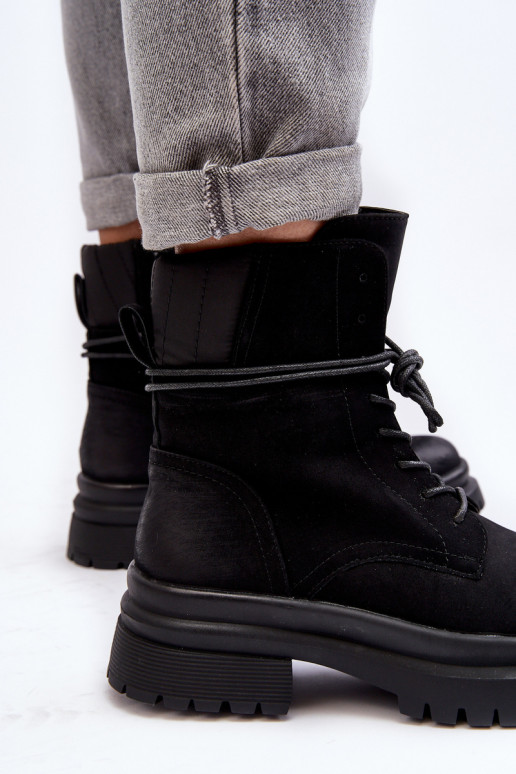 Women's Chunky Sole Ankle Boots Black Narelona