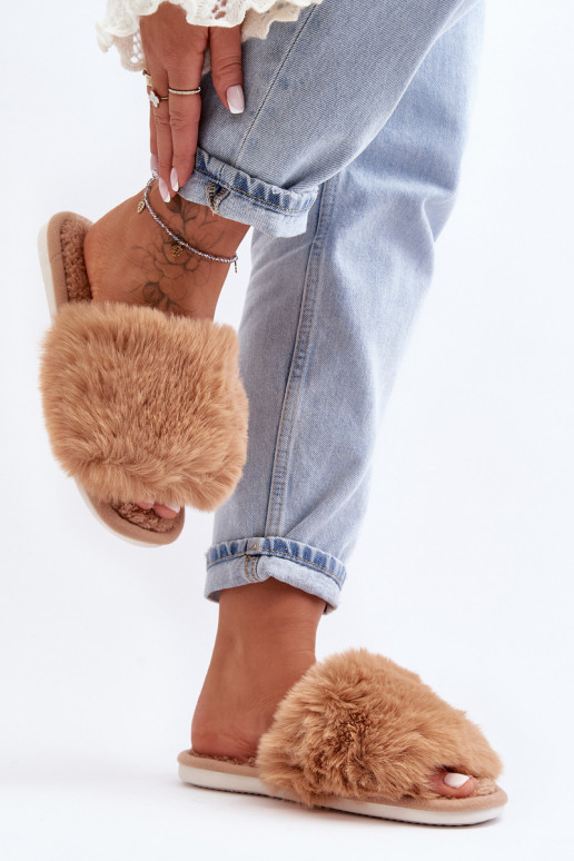 Women's Slippers With Faux Fur Beige Vienitta