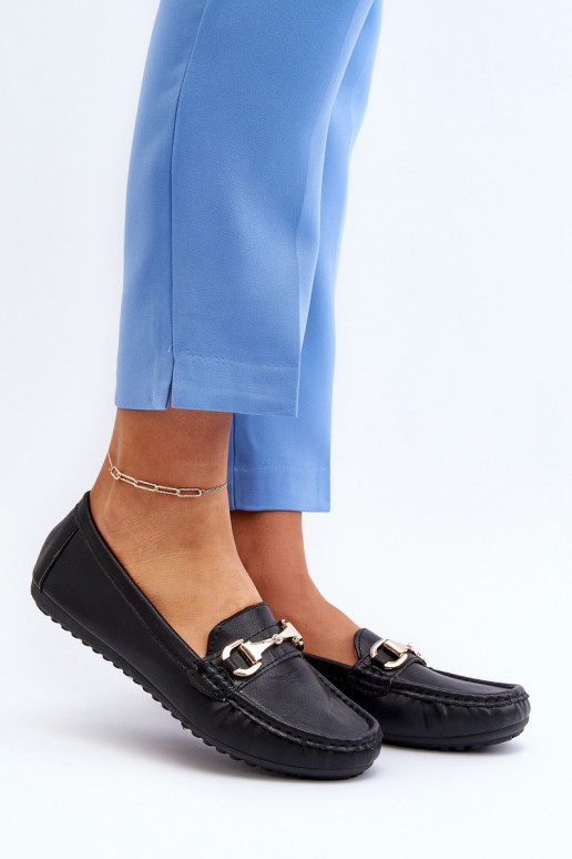 Women's Classic Eco Leather Moccasins Black Demese