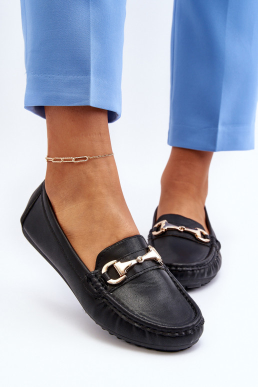 Women's Classic Eco Leather Moccasins Black Demese