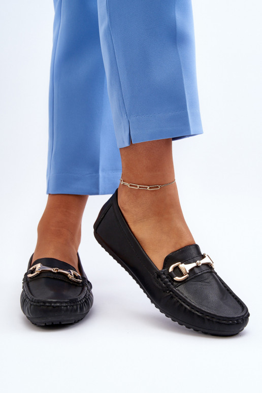 Women's Classic Eco Leather Moccasins Black Demese