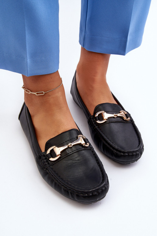 Women's Classic Eco Leather Moccasins Black Demese