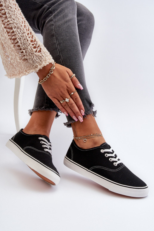 Women's Classic Black Sneakers Trainers Olvali