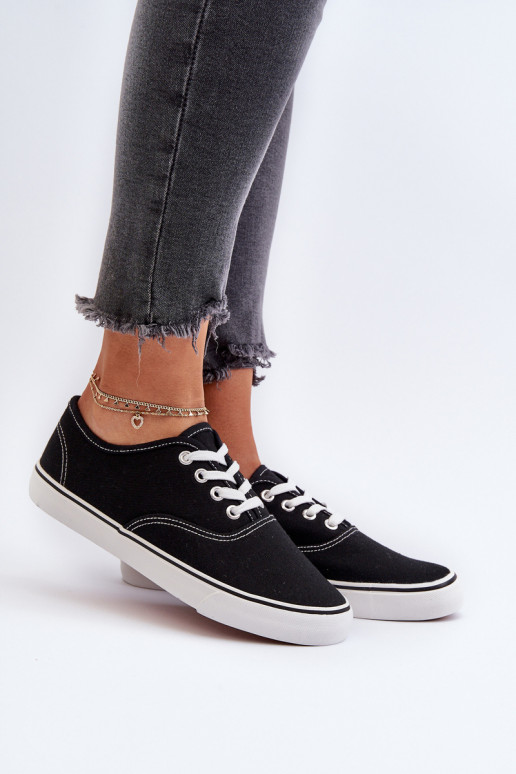 Women's Classic Black Sneakers Trainers Olvali