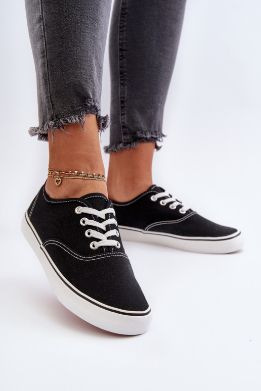 Tenisówki Trampki Damskie Klasyczne Czarne Olvali