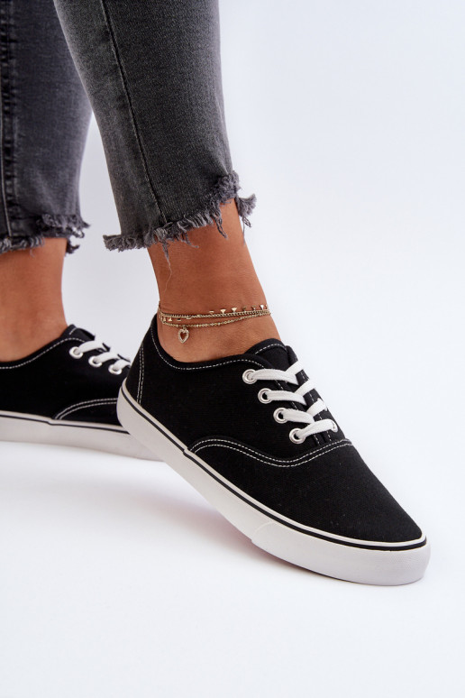 Women's Classic Black Sneakers Trainers Olvali