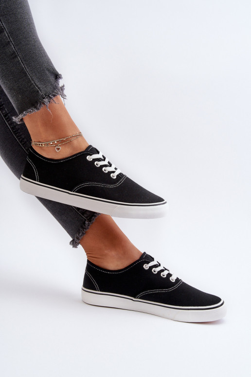 Women's Classic Black Sneakers Trainers Olvali