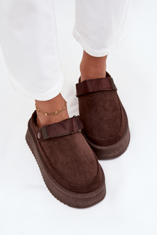 Śniegowce Damskie Na PlatformiewithRzepem Czekoladowe Jorielle