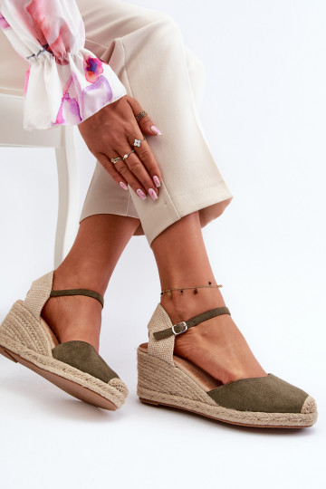 Suede Espadrilles Wedge Sandals Green Cammer 2