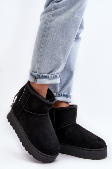 Women's Snow Boots with Chunky Platform and Fringes Black Lirico 2