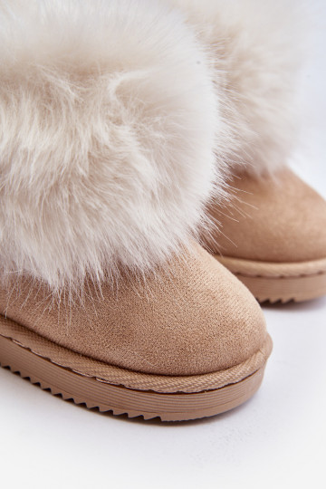Children's Insulated Snow Boots with Faux Fur Beige Nohie 2