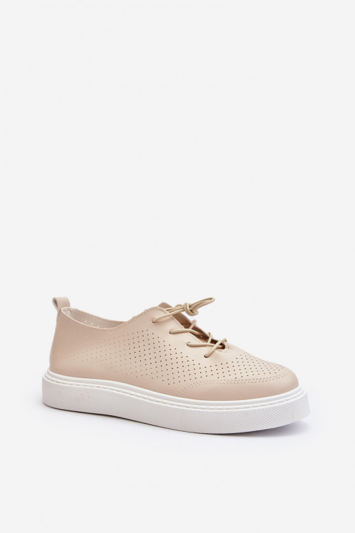 Beige Women's Cutout Sneakers Unassemia