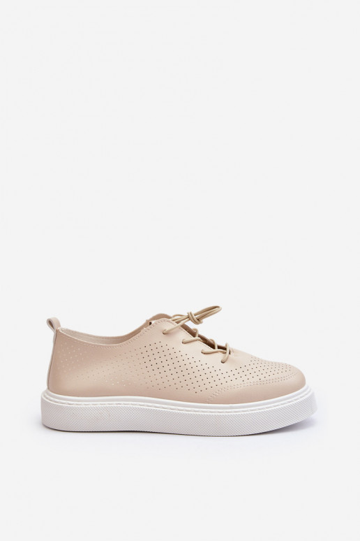Beige Women's Cutout Sneakers Unassemia