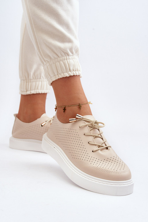 Beige Women's Cutout Sneakers Unassemia