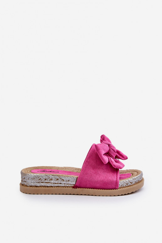 Women's Platform Slides with Bow Fuchsia Aflia