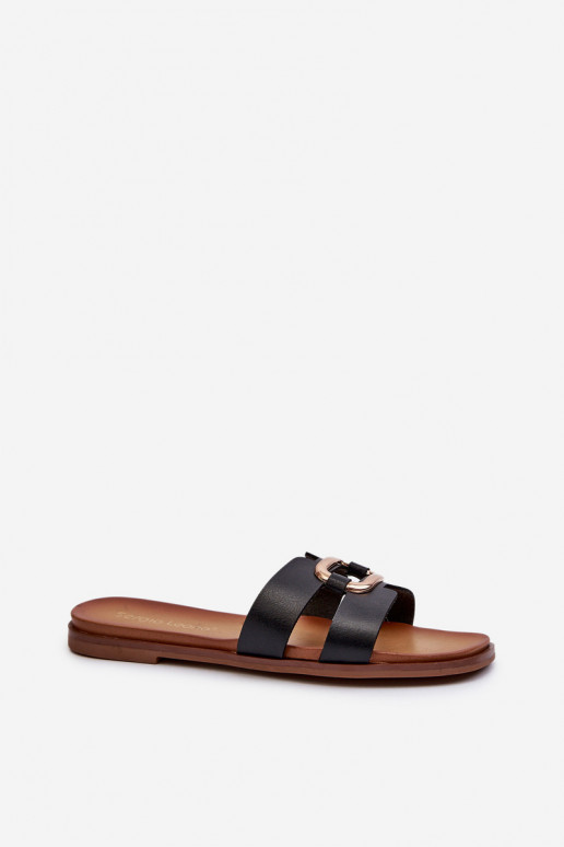 Flat Women's Flip-Flops Made of Eco Leather Sergio Leone SK077H Black