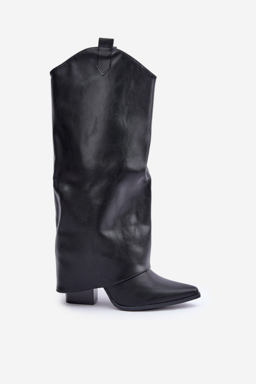 Slip-on boots with folded shaft on heel black Rialivia