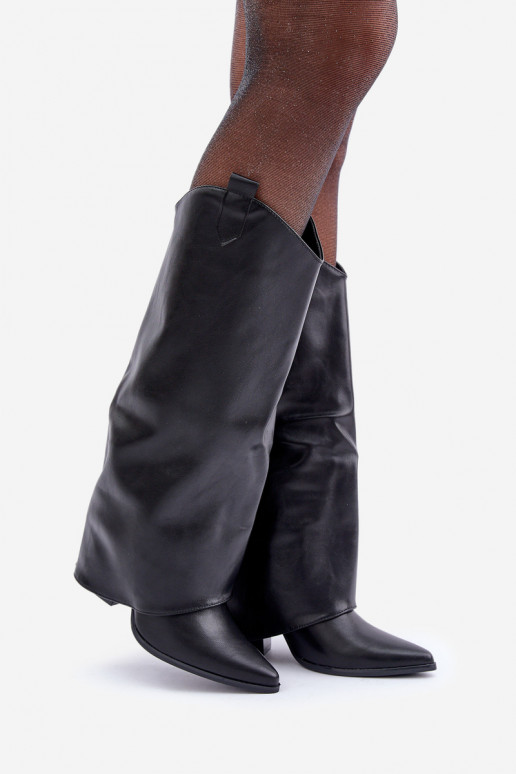 Slip-on boots with folded shaft on heel black Rialivia