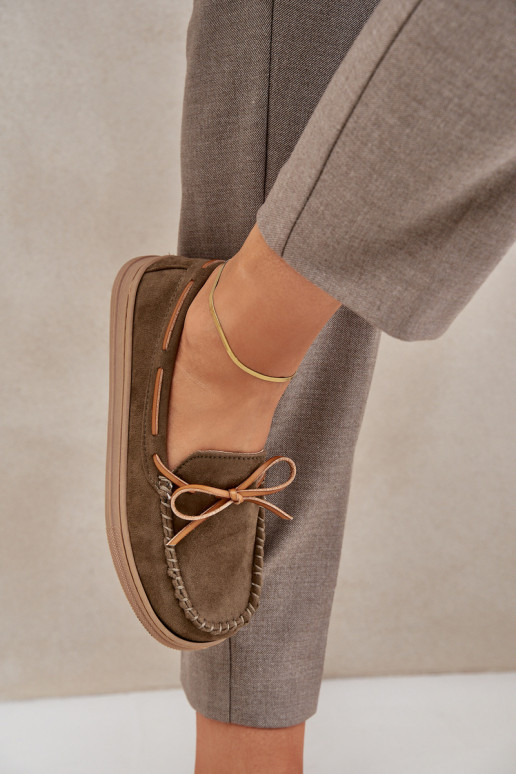 Womens Moccasins On Flat Sole Dark Green Timannie