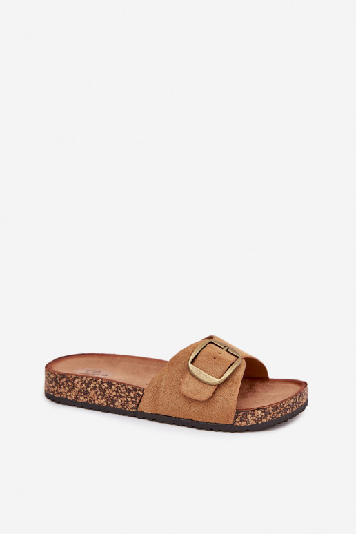 Women's Sandals With Buckle On Cork Platform Camel Zavira